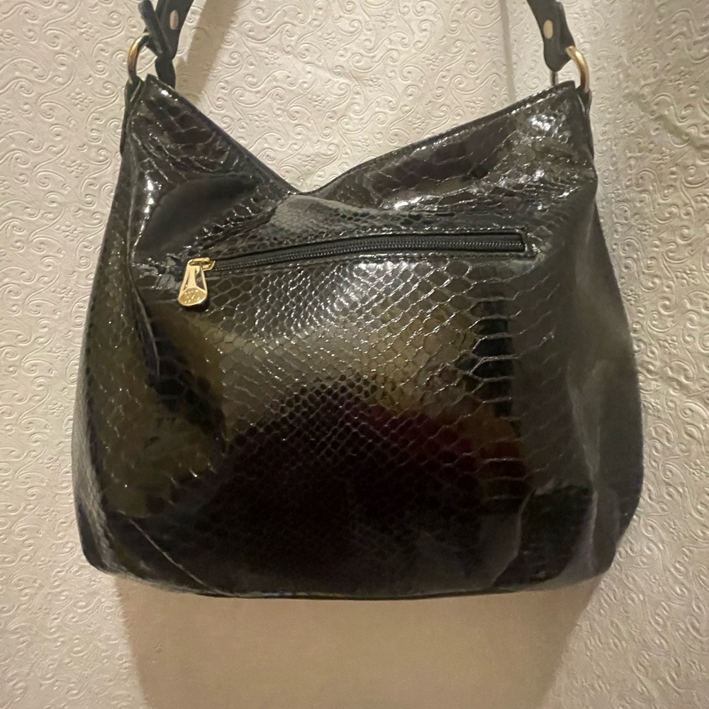 INC International Concepts Purse Black Croc Embossed Handbag
